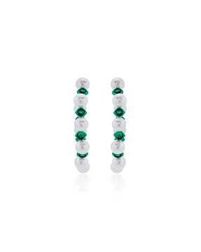 zeenat green quartz statement hoop earrings