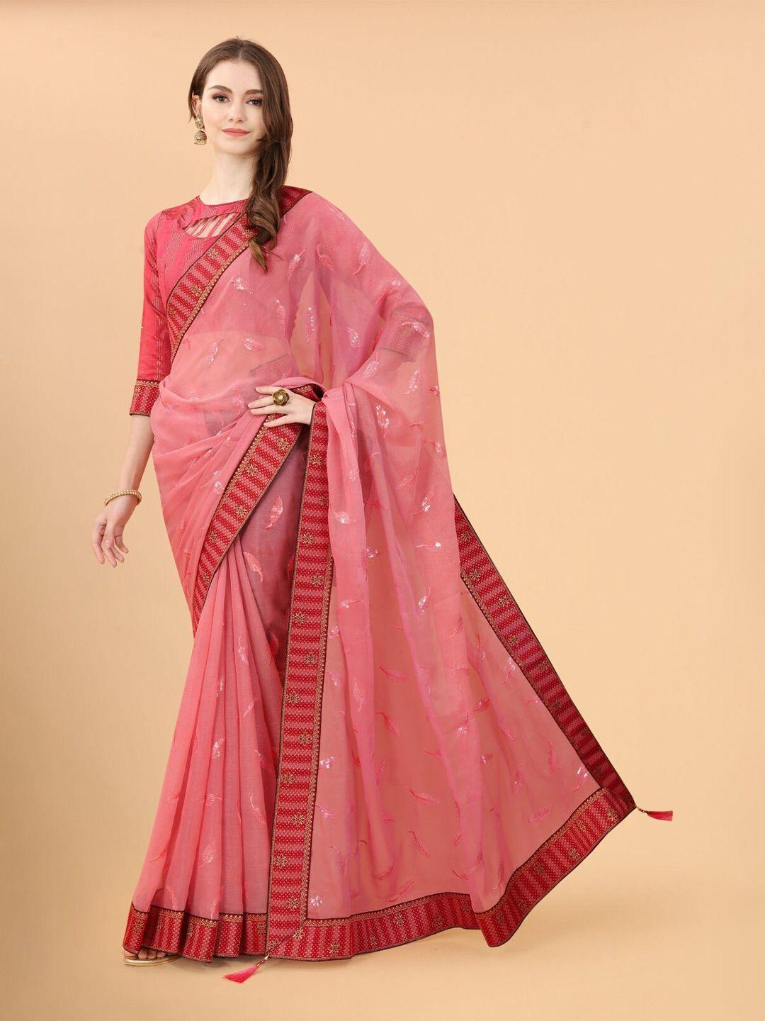 zeepkart embroidered woven design floral saree