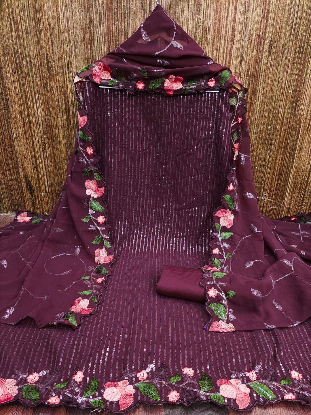 zeepkart floral embriodered sequinned unstitched dress material