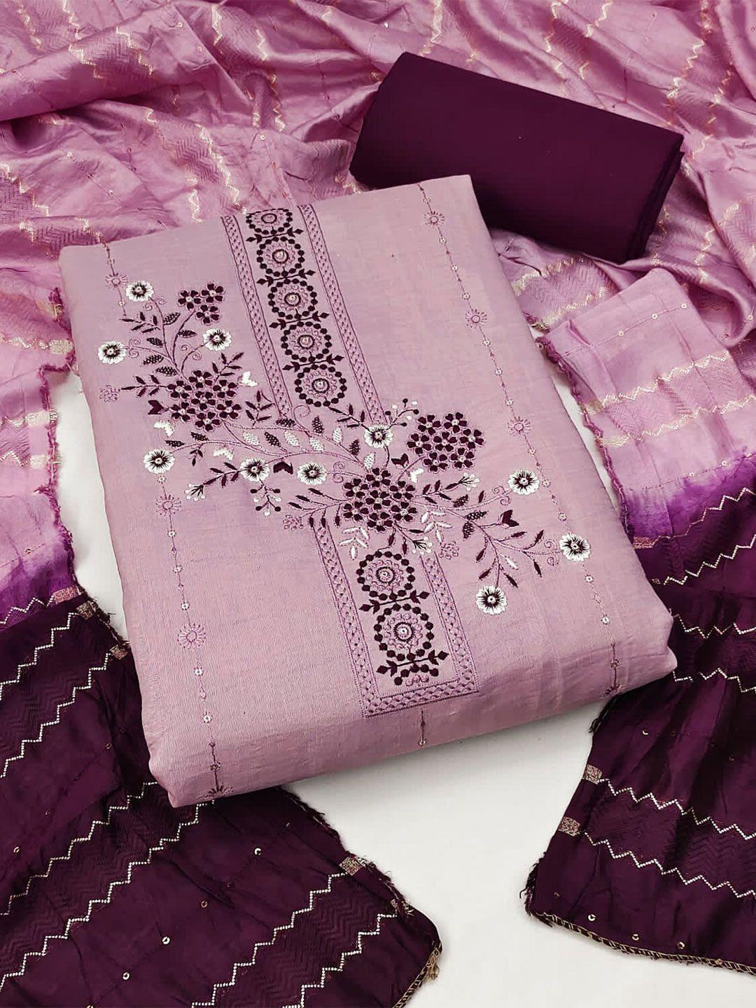 zeepkart floral embroidered sequined unstitched dress material