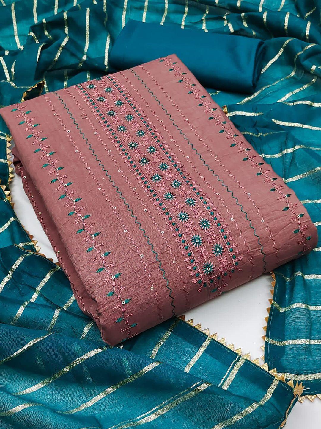 zeepkart floral embroidered sequined unstitched dress material