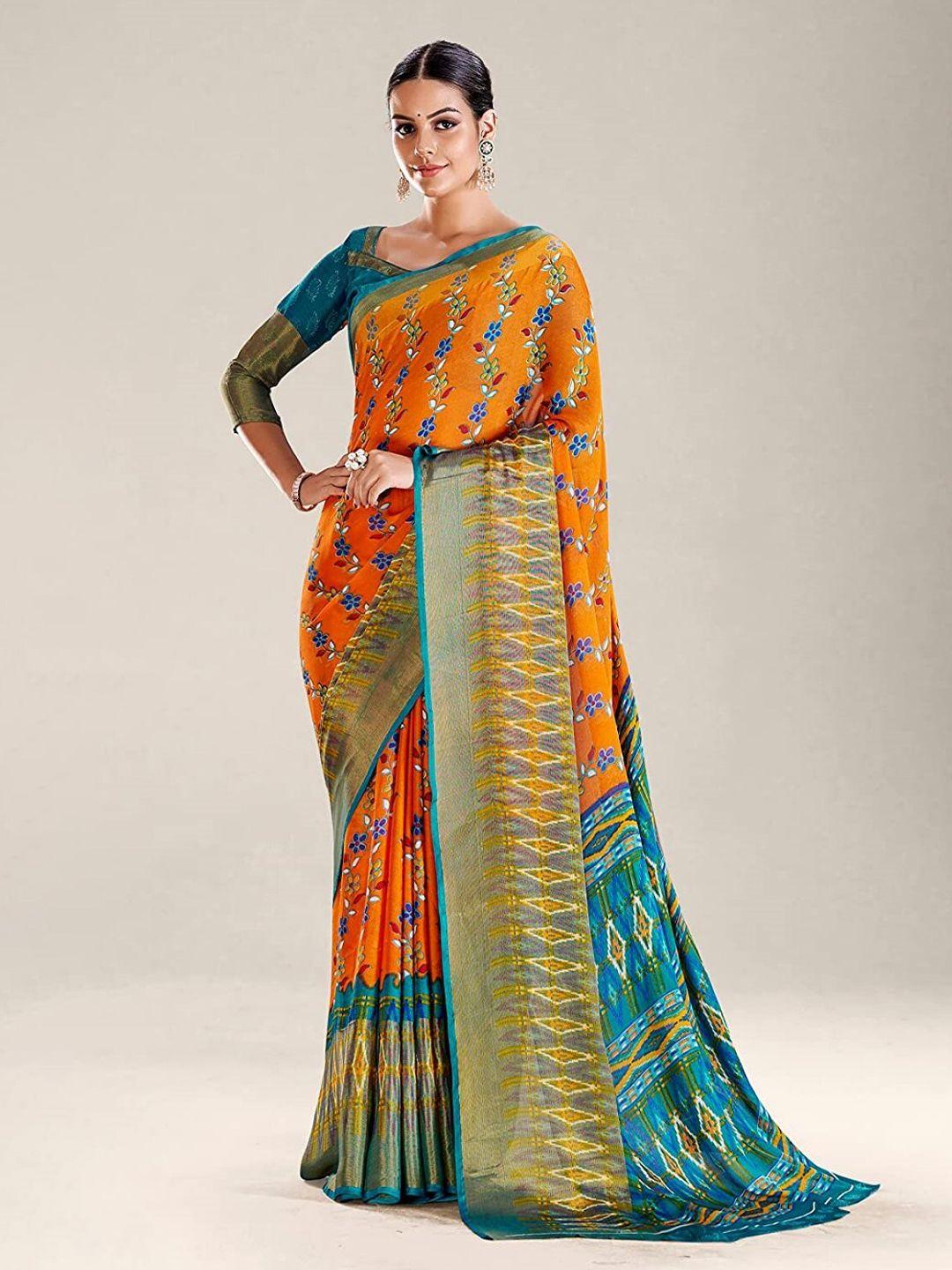 zeepkart floral printed woven design saree