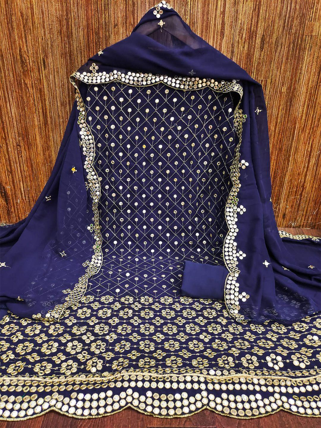 zeepkart geometric embroidered unstitched dress material