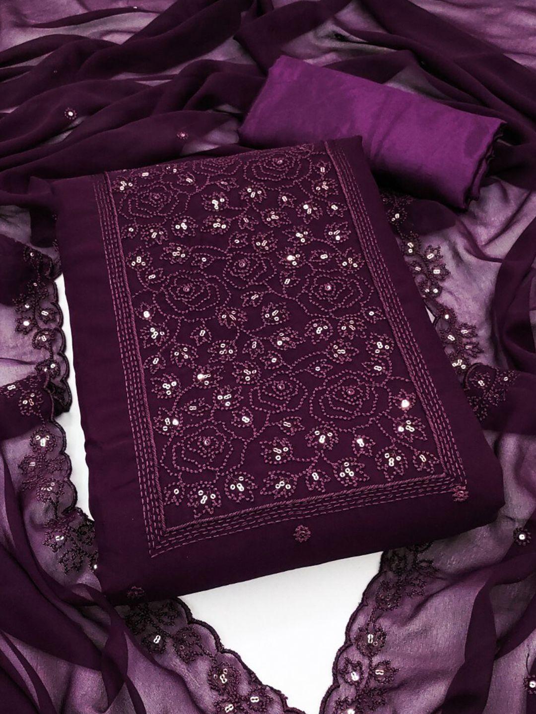 zeepkart purple unstitched dress material