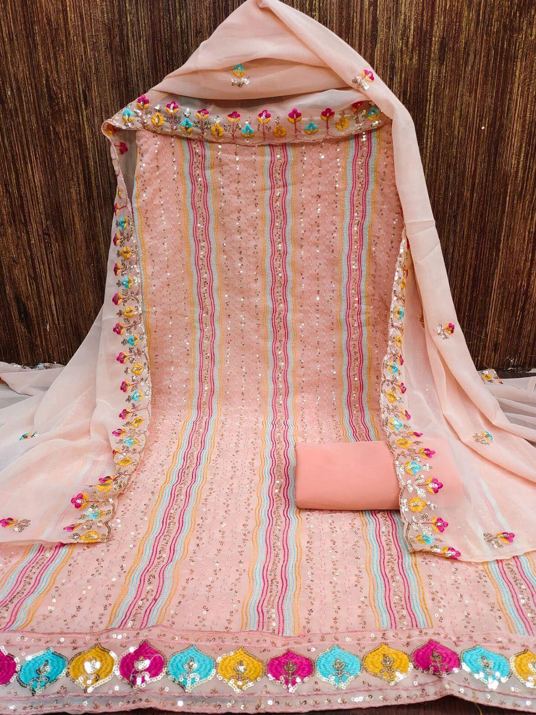 zeepkart embroidered sequined unstitched dress material
