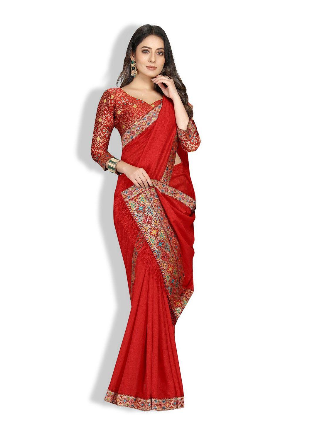 zeepkart ethnic motif printed solid saree