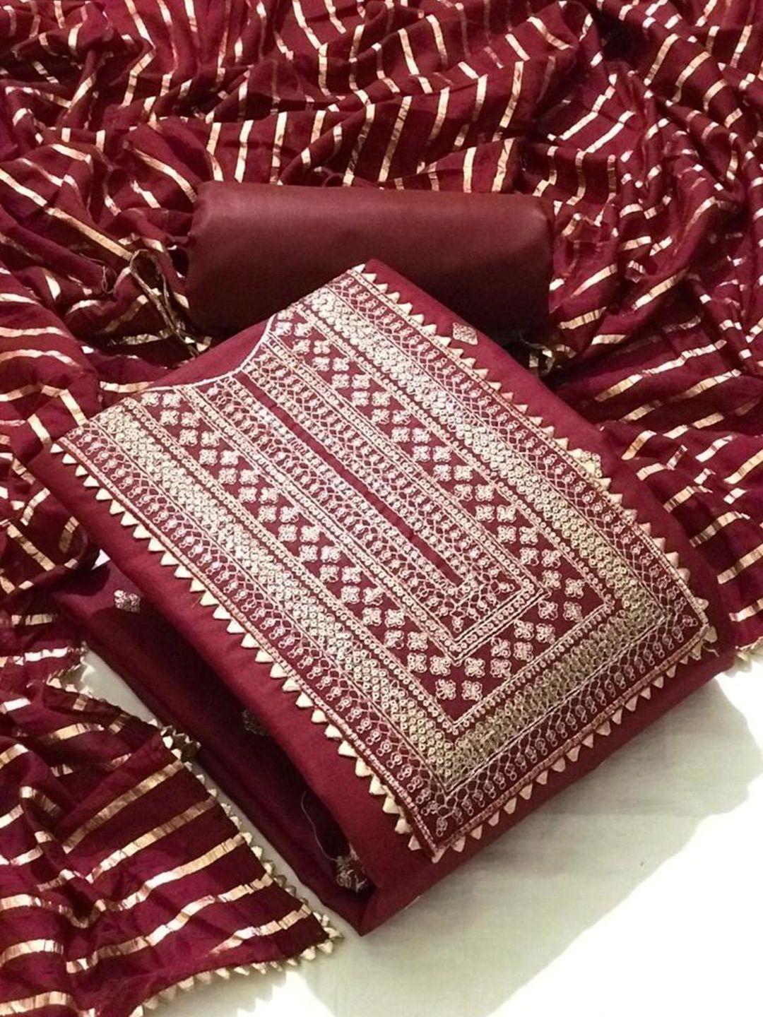 zeepkart ethnic motifs embroidered sequined jute cotton unstitched dress material