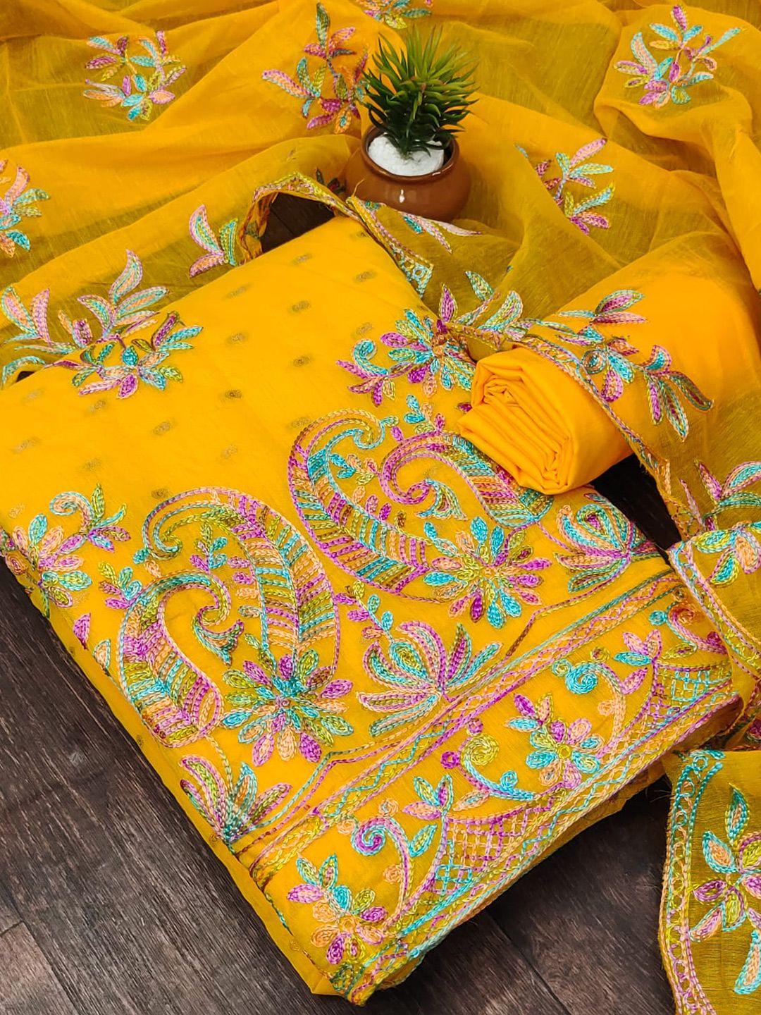 zeepkart ethnic motifs embroidered unstitched dress material