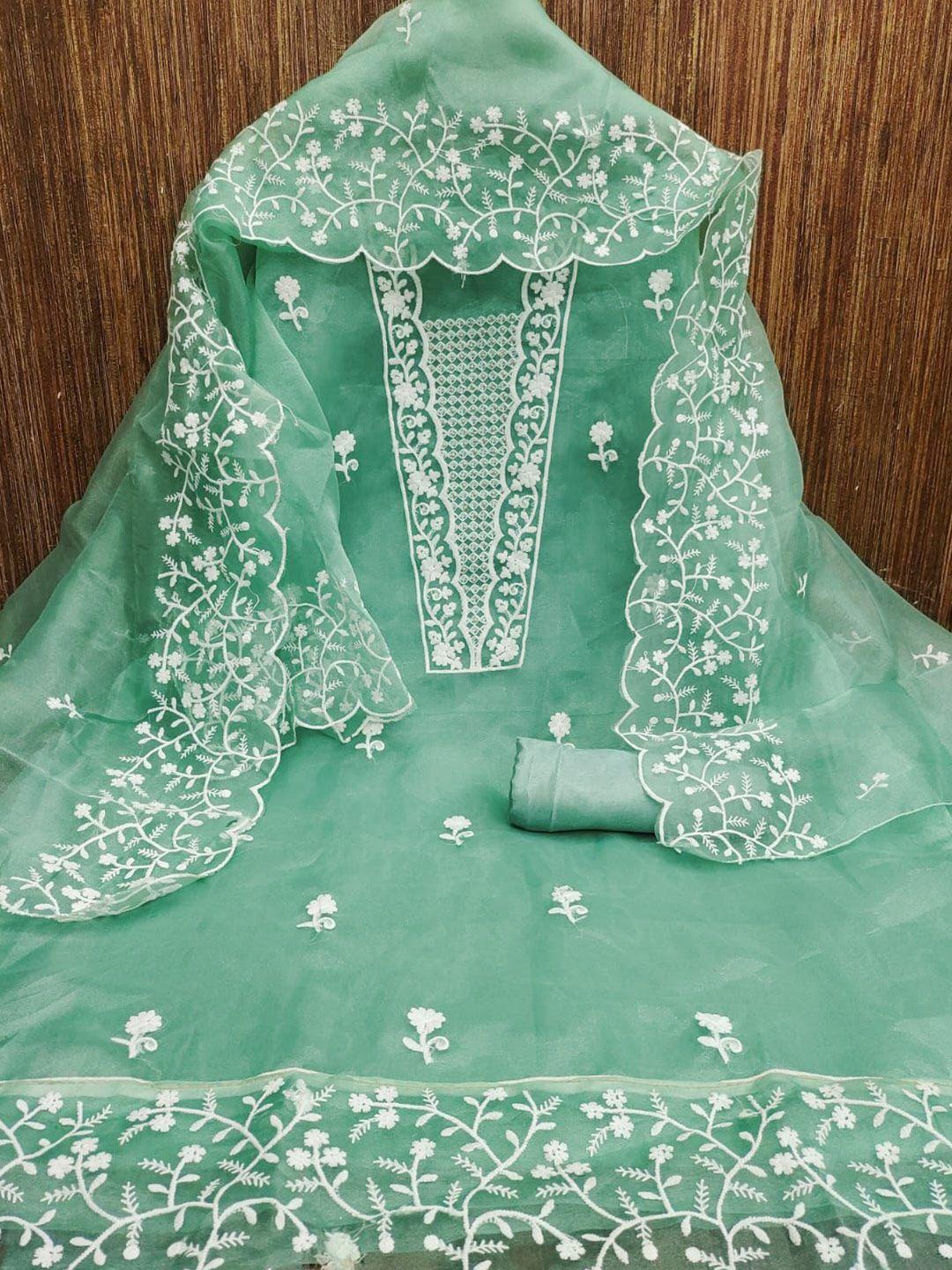 zeepkart floral embroidered organza unstitched dress material
