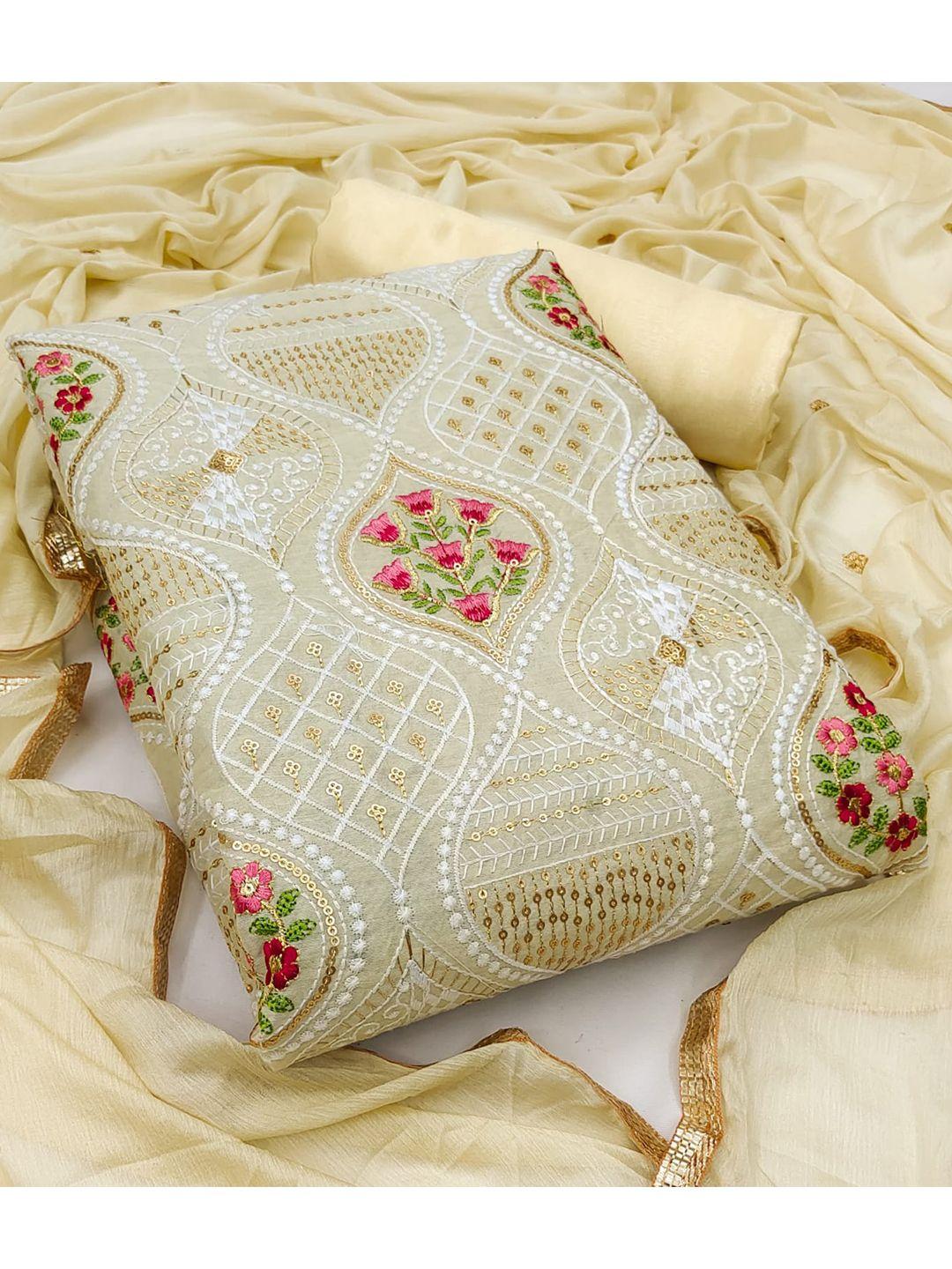 zeepkart floral embroidered sequinned unstitched dress material