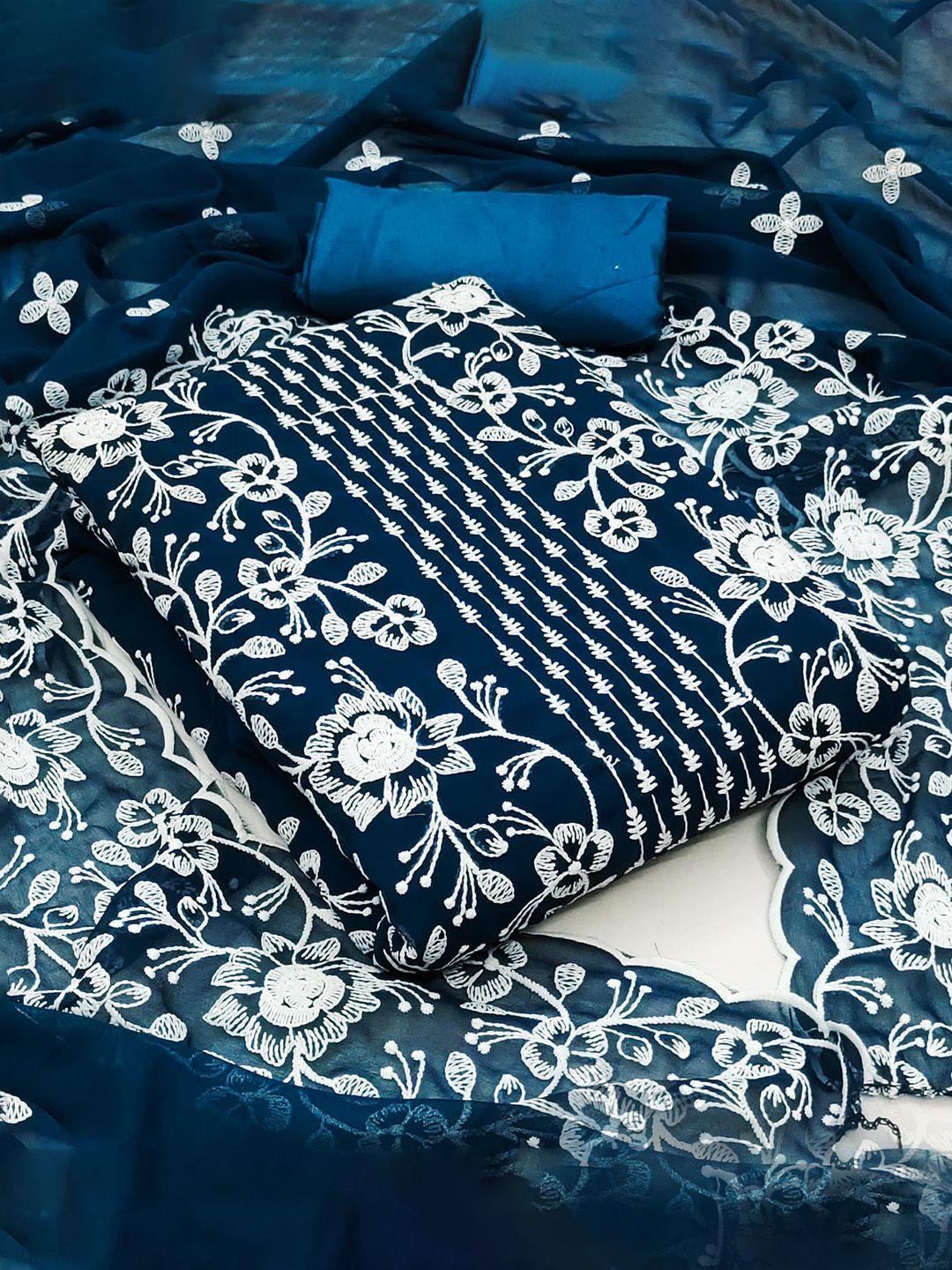 zeepkart floral embroidered silk georgette unstitched dress material