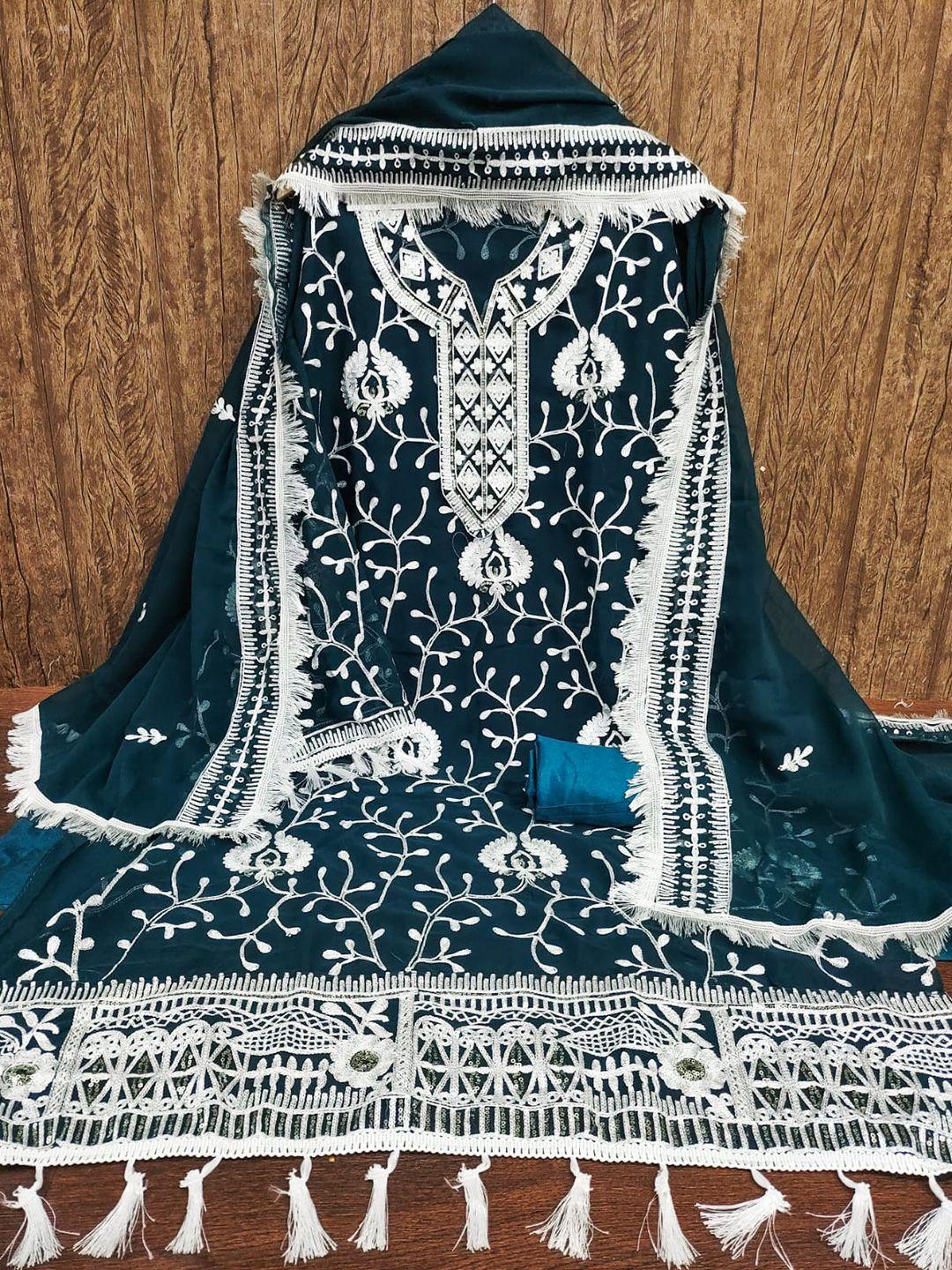 zeepkart floral embroidered unstitched dress material