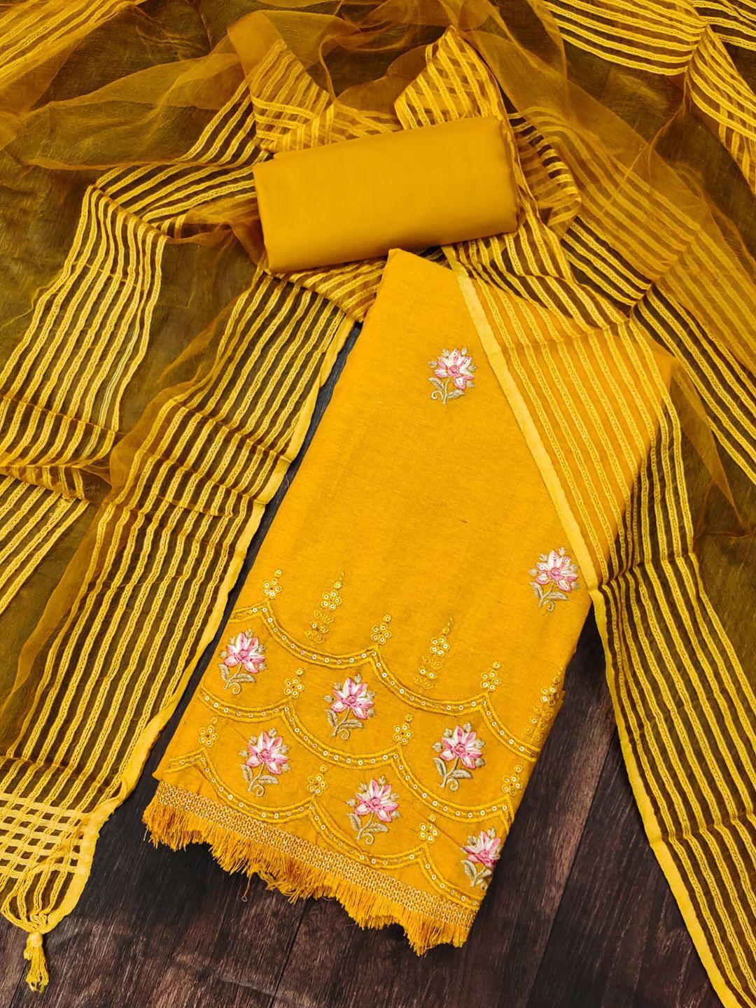 zeepkart mustard unstitched dress material