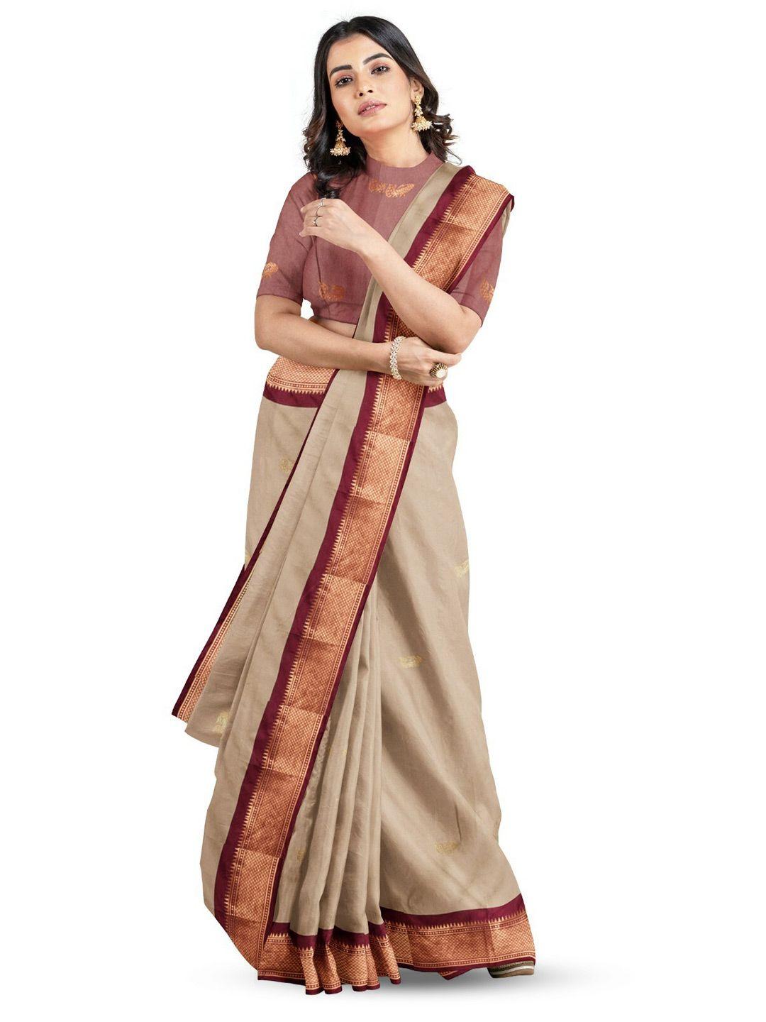 zeepkart woven design silk cotton zari saree