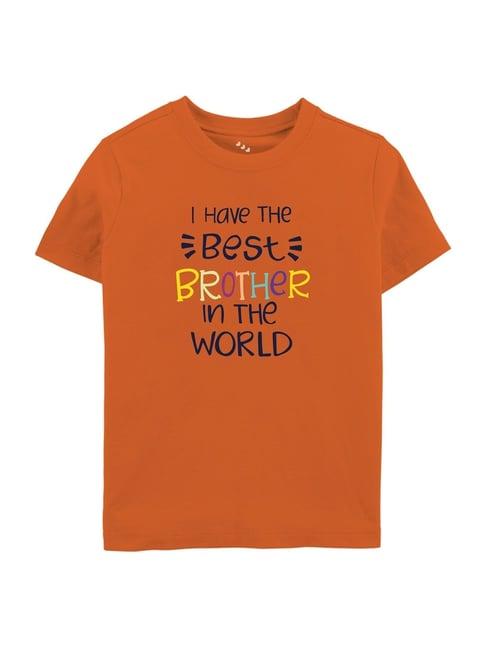 zeezeezoo kids orange cotton printed t-shirt