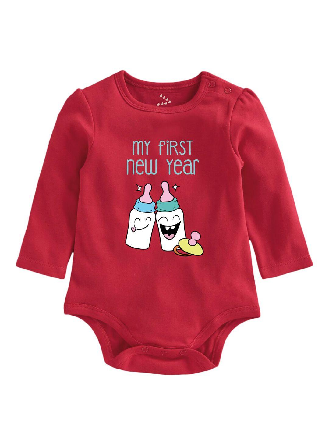 zeezeezoo kids red new year printed pure cotton rompers