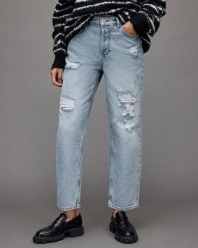 zelma distressed straight fit jeans