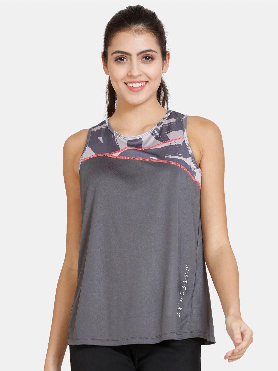 zelocity by zivame abstract printed sleeveless tank top