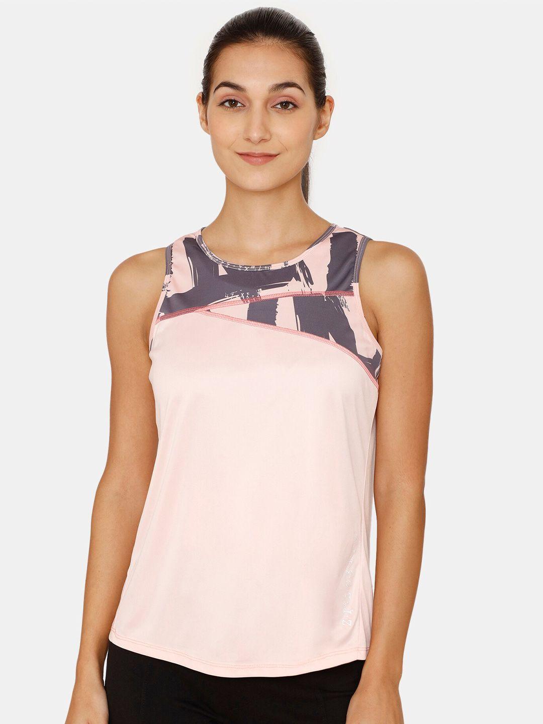 zelocity by zivame abstract printed sleeveless tank top