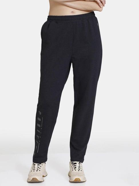 zelocity by zivame black graphic print joggers