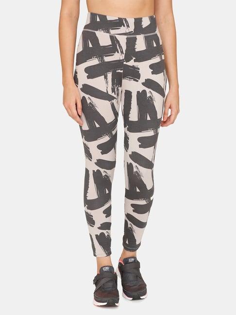 zelocity by zivame grey printed tights