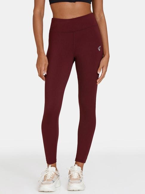 zelocity by zivame maroon rapid dry tights