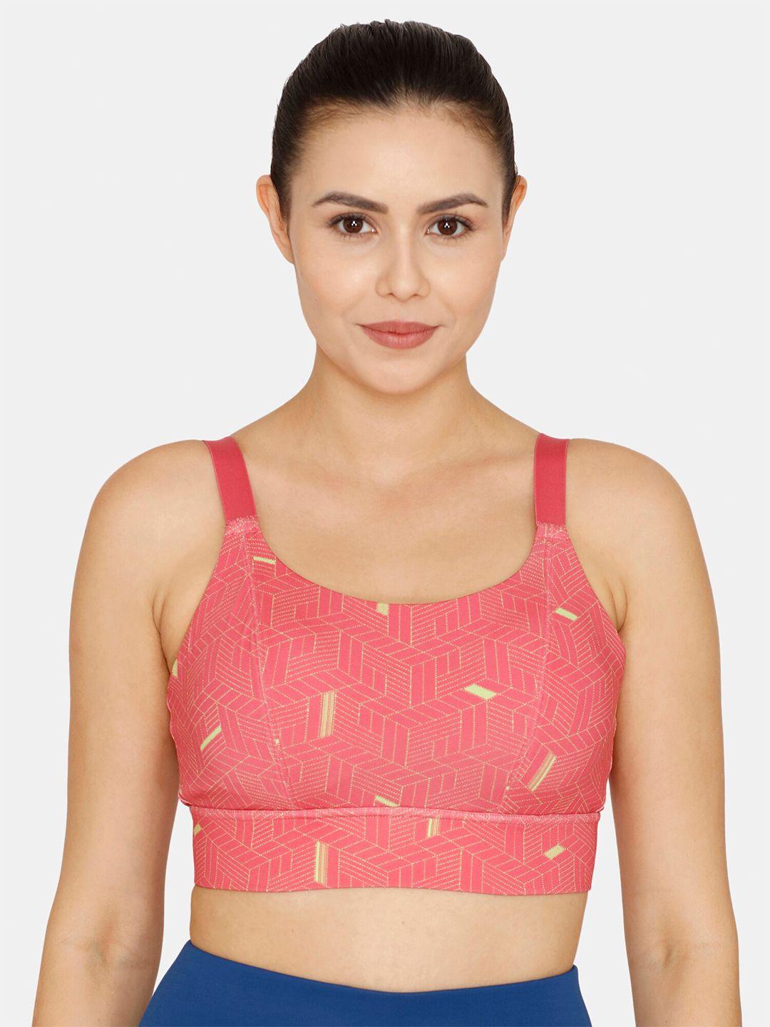 zelocity by zivame printed non padded seamless sports workout bra