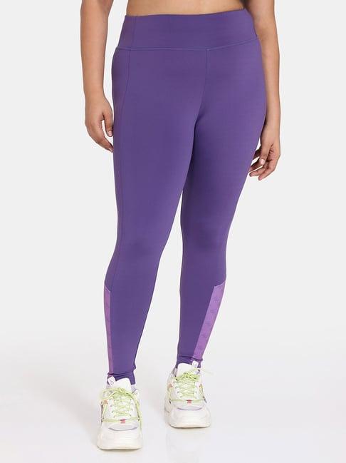 zelocity by zivame purple quick dry tights