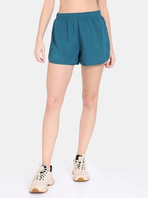 zelocity-by-zivame-sage-green-printed-sports-shorts