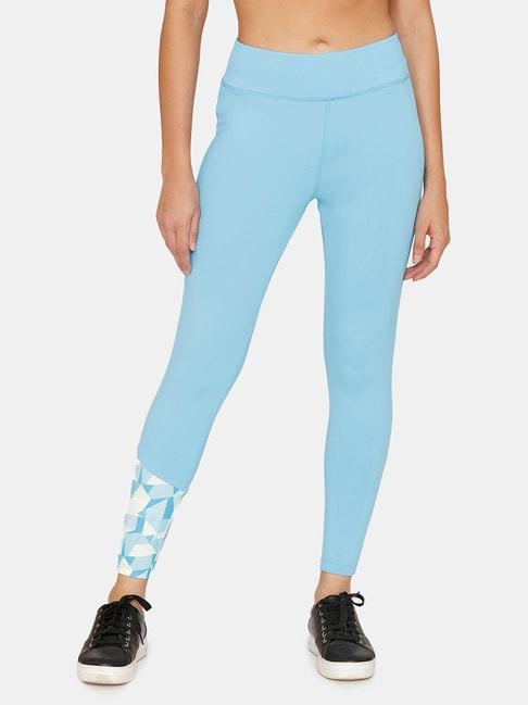 zelocity by zivame sky blue slim fit tights