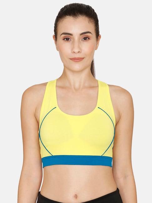 zelocity by zivame yellow non wired padding sports bra