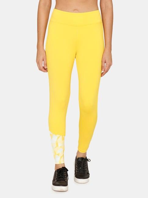 zelocity by zivame yellow slim fit tights