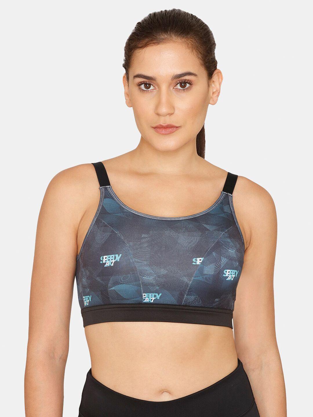 zelocity by zivame abstract printed non padded medium support bra