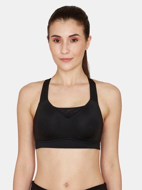 zelocity by zivame black non-wired non-padded sports bra