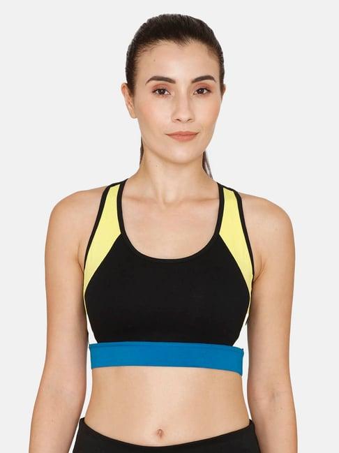 zelocity by zivame black non wired padding sports bra