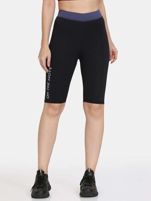 zelocity by zivame black printed sports shorts