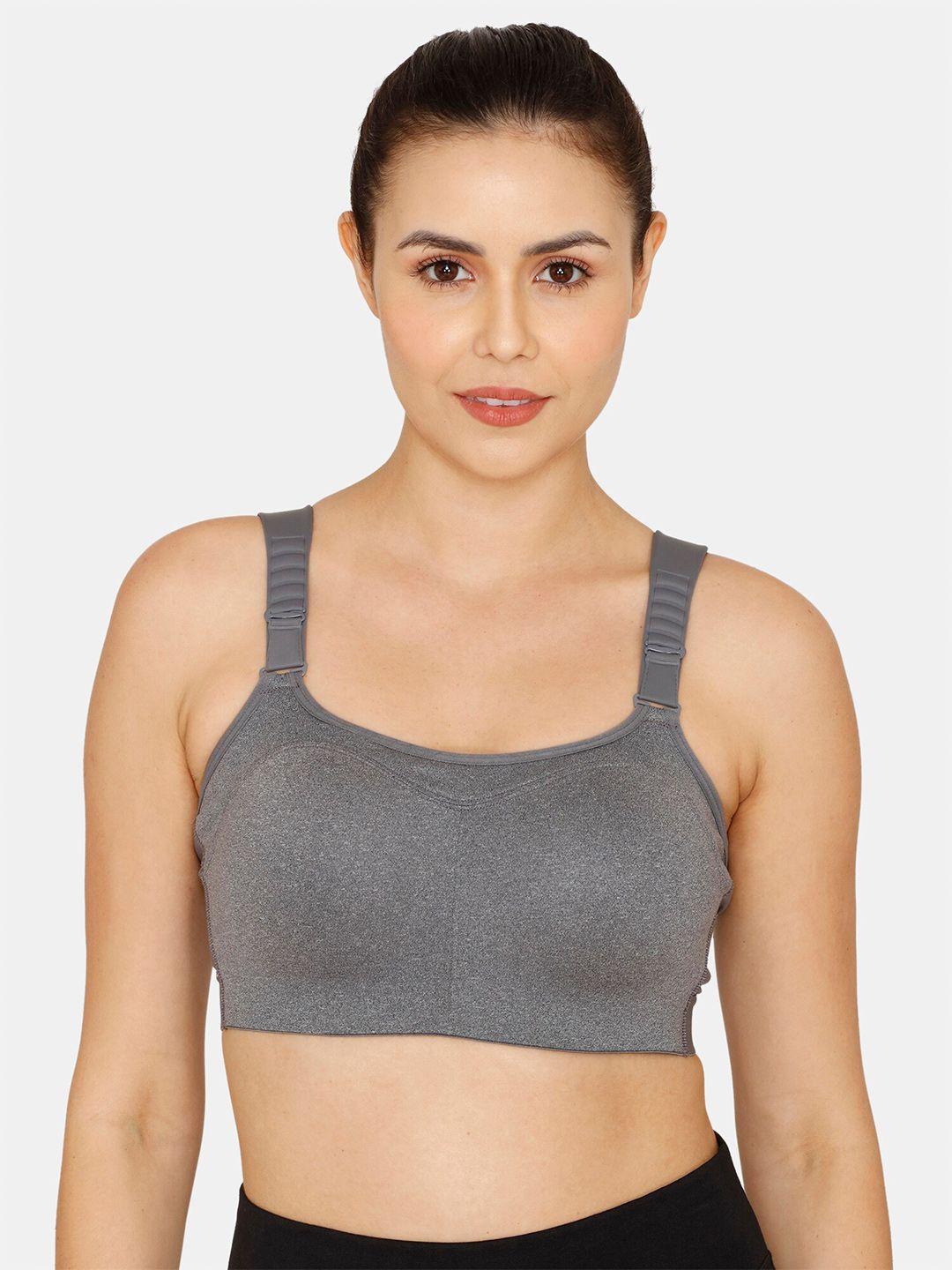 zelocity by zivame black solid workout bra