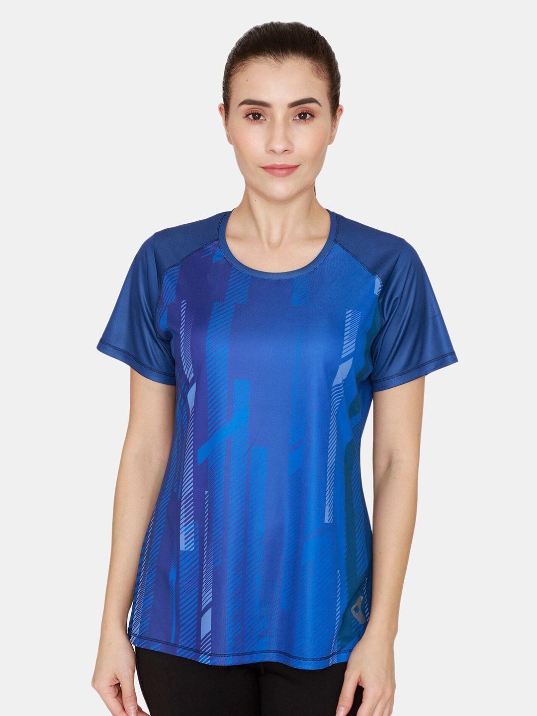 zelocity by zivame blue geometric print top