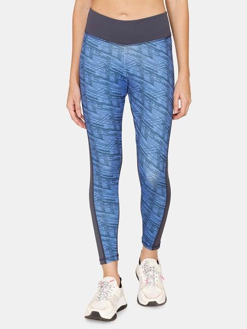 zelocity by zivame blue graphic print tights
