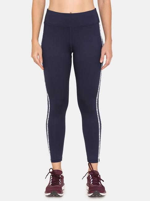 zelocity by zivame blue mid rise leggings