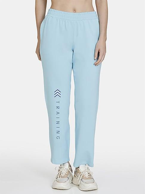 zelocity by zivame blue mid rise track pants