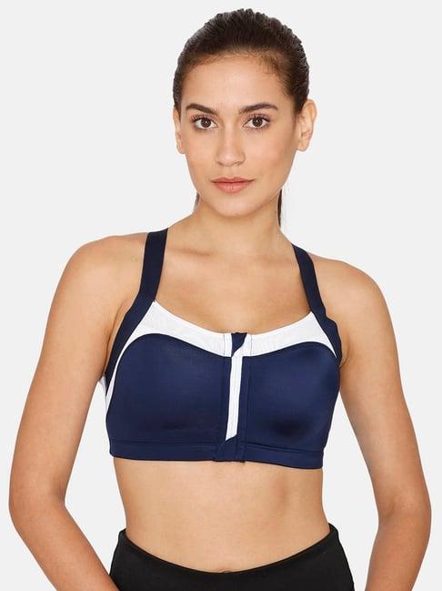 zelocity by zivame blue non wired non-padding sports bra