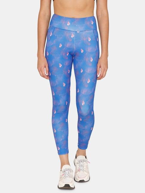 zelocity by zivame blue printed tights