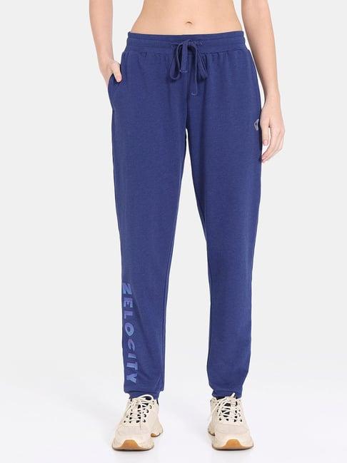 zelocity by zivame blue printed track pants