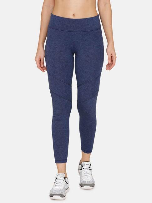 zelocity by zivame blue pt melange textured leggings