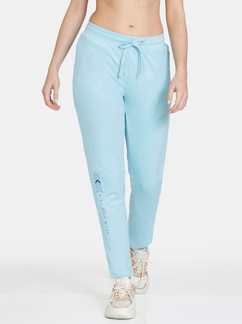 zelocity by zivame blue relaxed fit mid rise track pants