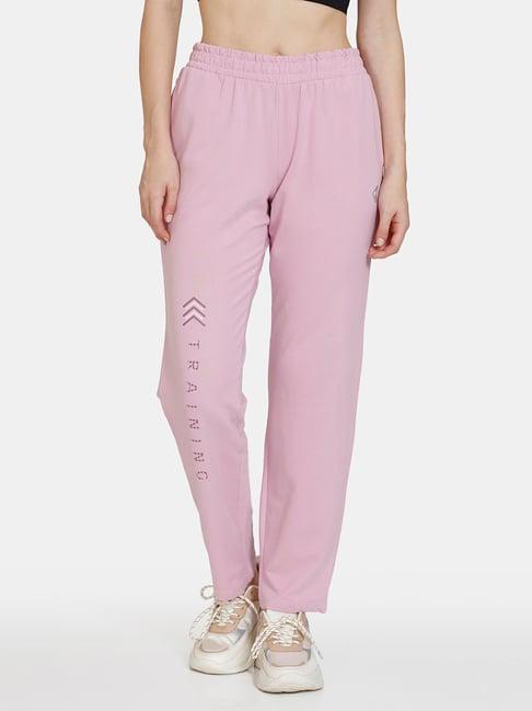 zelocity by zivame dusty pink graphic print trackpants