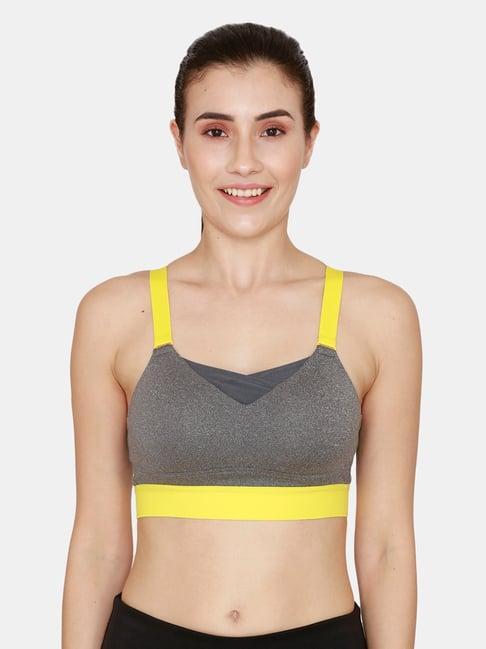 zelocity by zivame grey non-wired non-padded sports bra