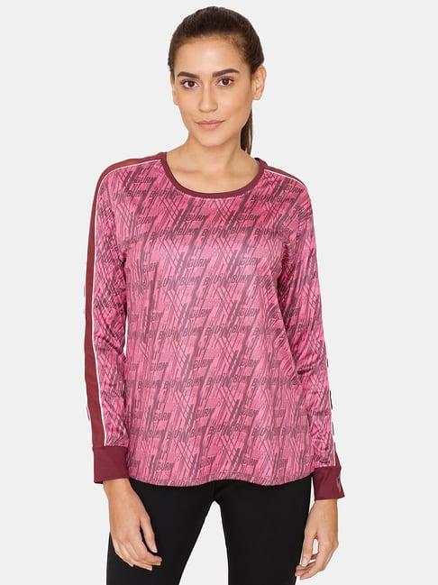 zelocity by zivame ibis pink printed t-shirt
