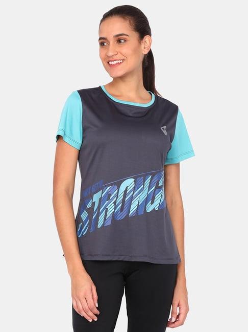 zelocity by zivame ink blue graphic print t-shirt